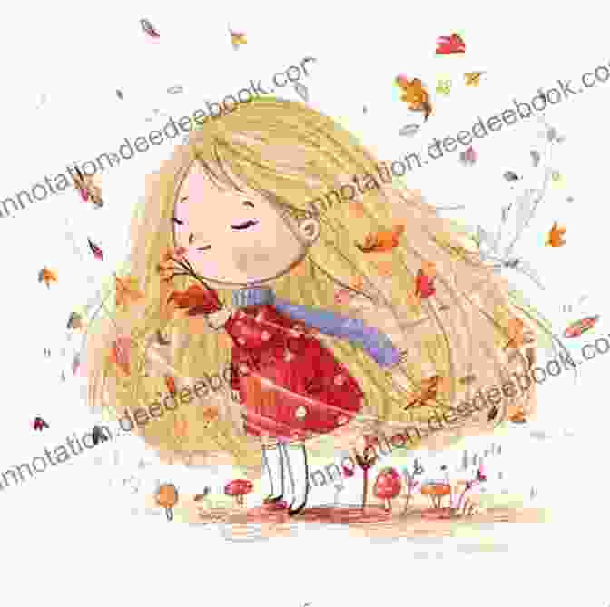 A Whimsical Illustration Of A Young Girl Surrounded By Floating Flowers And Birds. Fancy Sofia Viani