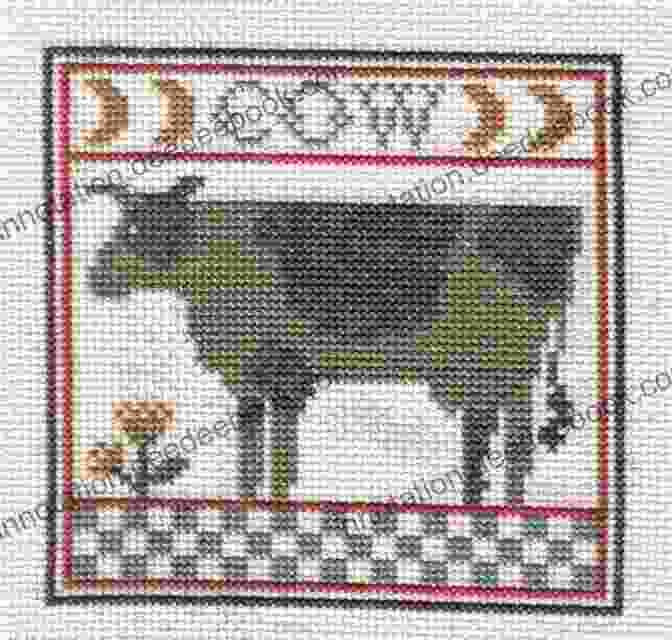 Gallery Of Completed Crazy Cow Lady Cross Stitch Creations, Showcasing Variations In Color And Framing Crazy Cow Lady Cross Stitch Pattern